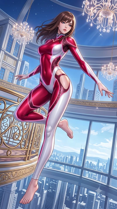 score_9, masterpiece, best quality, ultra-detailed, high-budget anime keyframe, semi-realistic 3D game render, editorial fashion photography, tasteful artistic composition, Korean woman. low angle full-body shot from head to toe showing her feet, fil