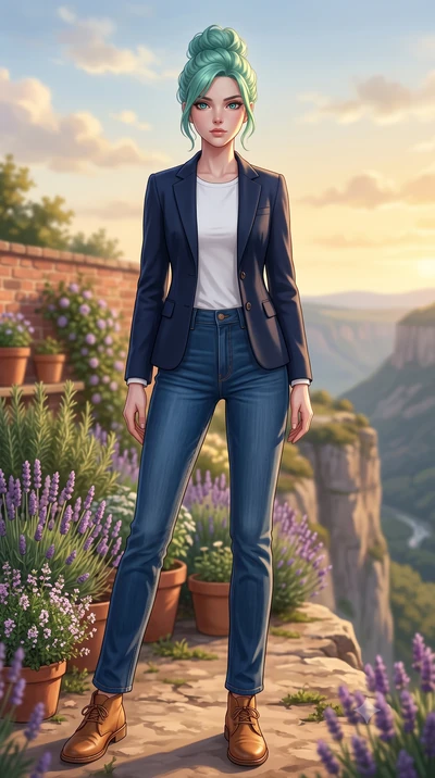 score_9, masterpiece, best quality, ultra-detailed, high-budget anime keyframe, editorial fashion photography, tasteful artistic composition, Japanese woman woman. low angle full-body shot from head to toe showing her feet, filling the entire 9:16 ve