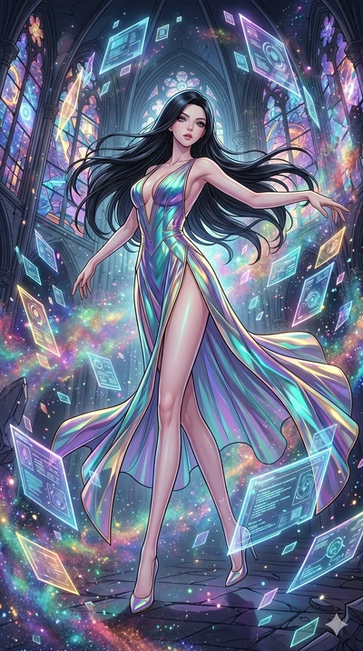 score_9, masterpiece, best quality, ultra-detailed, high-budget anime movie keyframe, cinematic anime lighting, intricate line art, Caucasian (strictly human ears) woman. Dynamic full-body shot stretching the vertical silhouette across the 9:16 frame