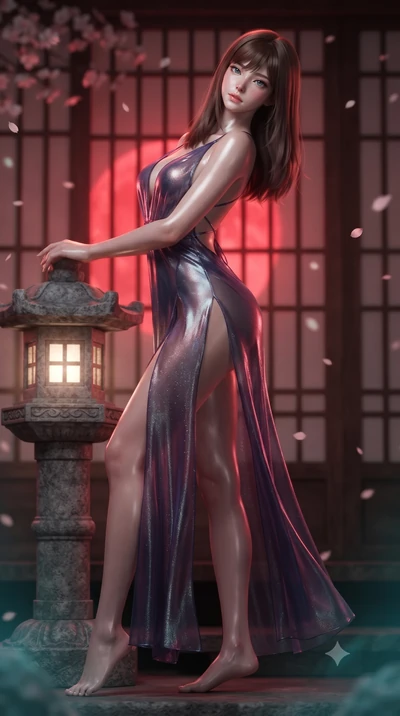score_9, masterpiece, best quality, ultra-detailed, high-budget anime keyframe, editorial fashion photography, tasteful artistic composition, Korean woman. low angle full-body shot from head to toe showing her feet, filling the entire 9:16 vertical f