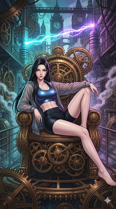 score_9, masterpiece, best quality, ultra-detailed, high-budget anime movie keyframe, cinematic anime lighting, intricate line art, Caucasian (strictly human ears) woman. Dynamic full-body shot stretching the vertical silhouette across the 9:16 frame