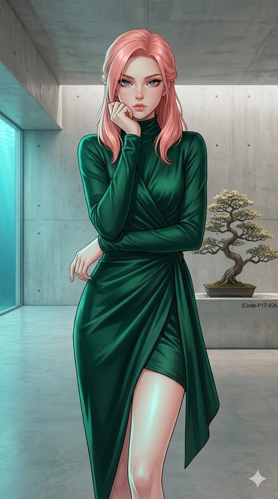 score_9, masterpiece, best quality, ultra-detailed, high-budget anime keyframe, editorial fashion photography, tasteful artistic composition, Japanese woman. cowboy shot from the thighs up, character and outfit filling the frame for maximum editorial