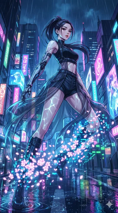score_9, masterpiece, best quality, ultra-detailed, High-budget Anime Keyframe, vibrant colors, fluid line-art, expressive lighting, cinematic composition, Ufotable-style visual effects, top-tier animation quality, Korean woman with idol-like refined