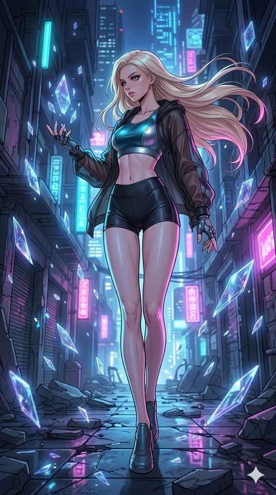 score_9, masterpiece, best quality, ultra-detailed, high-budget anime movie keyframe, cinematic anime lighting, intricate line art, Korean anime girl. Low angle cowboy shot filling the entire 9:16 frame with her statuesque presence. exploring lost ru