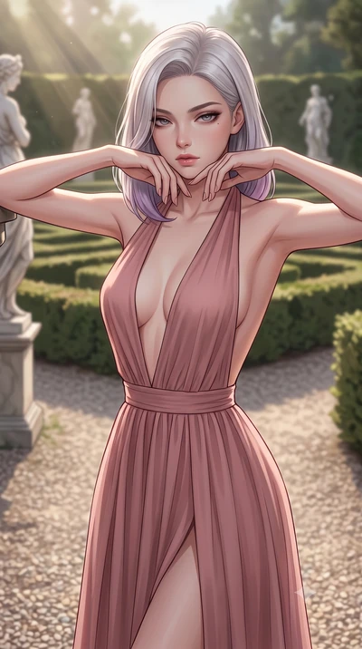 score_9, masterpiece, best quality, ultra-detailed, high-budget anime keyframe, editorial fashion photography, tasteful artistic composition, Caucasian woman woman. close-up cowboy shot from the waist and thighs up, the character dominates the compos
