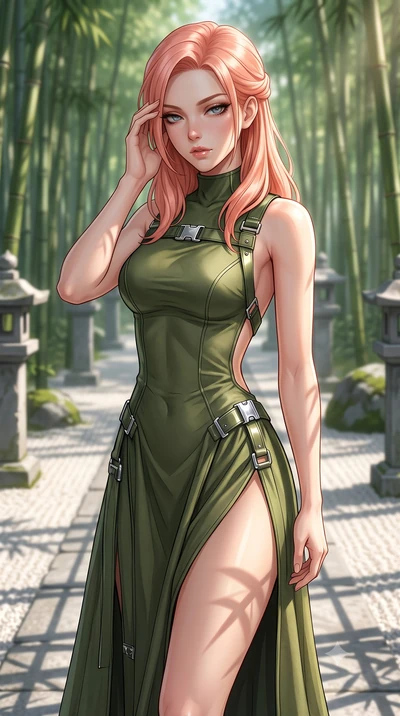score_9, masterpiece, best quality, ultra-detailed, high-budget anime keyframe, editorial fashion photography, tasteful artistic composition, Japanese woman. close-up cowboy shot from the waist and thighs up, the character dominates the composition, 