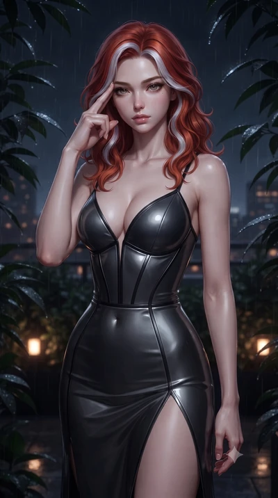 score_9, masterpiece, best quality, ultra-detailed, high-budget anime keyframe, editorial fashion photography, tasteful artistic composition, Caucasian woman. close-up cowboy shot from the waist and thighs up, the character dominates the composition,