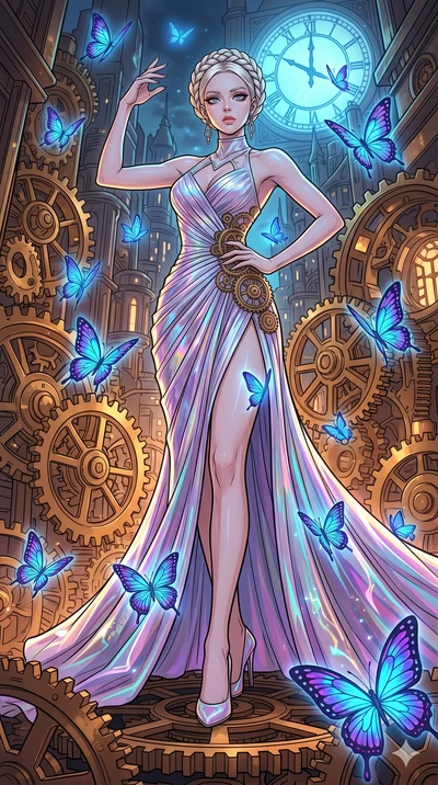 score_9, masterpiece, best quality, ultra-detailed, high-budget anime movie keyframe, cinematic anime lighting, intricate line art, Korean woman. Low angle cowboy shot filling the entire 9:16 frame with her statuesque presence. standing victoriously 
