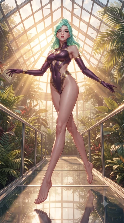 score_9, masterpiece, best quality, ultra-detailed, high-budget anime keyframe, editorial fashion photography, tasteful artistic composition, Japanese woman. low angle full-body shot from head to toe showing her feet, filling the entire 9:16 vertical