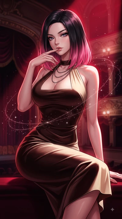 score_9, masterpiece, best quality, ultra-detailed, high-budget anime keyframe, editorial fashion photography, tasteful artistic composition, Korean woman. close-up cowboy shot from the waist and thighs up, the character dominates the composition, fi