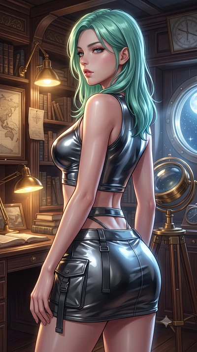 score_9, masterpiece, best quality, ultra-detailed, high-budget anime keyframe, editorial fashion photography, tasteful artistic composition, Japanese woman. close-up cowboy shot from the waist and thighs up, the character dominates the composition, 