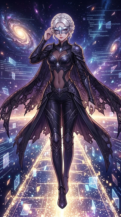 score_9, masterpiece, best quality, ultra-detailed, high-budget anime movie keyframe, cinematic anime lighting, intricate line art, Japanese woman. Dynamic full-body shot stretching the vertical silhouette across the 9:16 frame. adjusting a glowing m