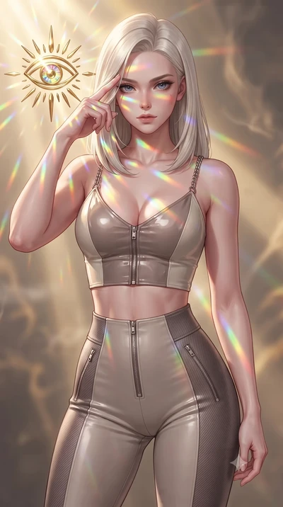 score_9, masterpiece, best quality, ultra-detailed, high-budget anime keyframe, editorial fashion photography, tasteful artistic composition, Caucasian woman. close-up cowboy shot from the waist and thighs up, the character dominates the composition,