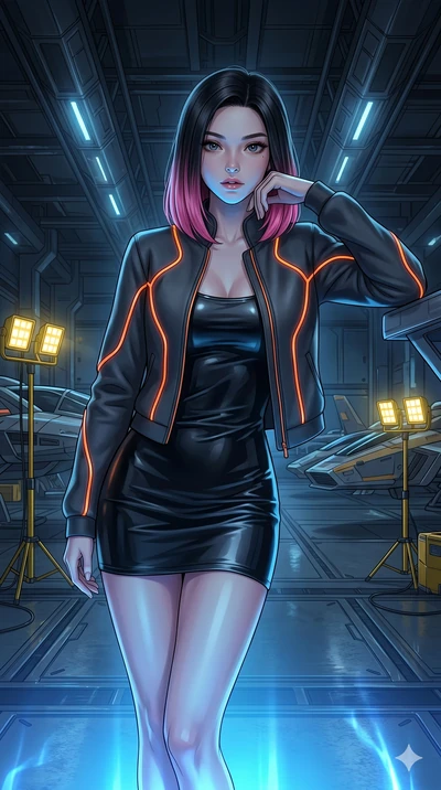 score_9, masterpiece, best quality, ultra-detailed, high-budget anime keyframe, editorial fashion photography, tasteful artistic composition, Korean woman. cowboy shot from the thighs up, character and outfit filling the frame for maximum editorial p