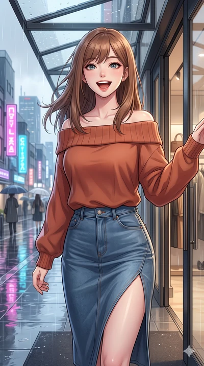 score_9, masterpiece, best quality, ultra-detailed, high-budget anime keyframe, vibrant anime aesthetic, Korean woman. close-up cowboy shot from the waist and thighs up, the character dominates the composition, filling the frame with her large presen