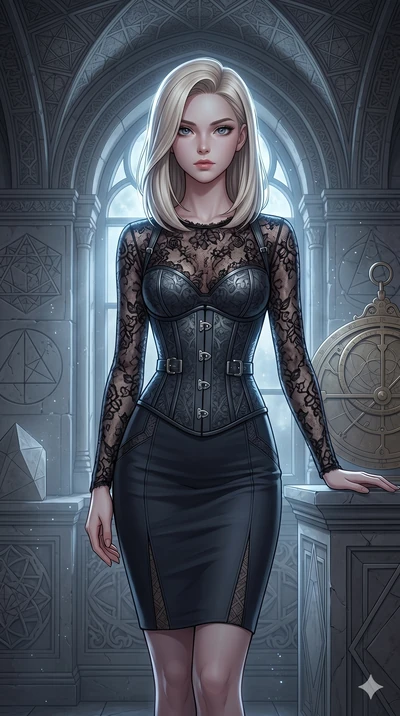 score_9, masterpiece, best quality, ultra-detailed, high-budget anime keyframe, editorial fashion photography, tasteful artistic composition, Caucasian woman, strictly human ears. cowboy shot from the thighs up, character and outfit filling the frame