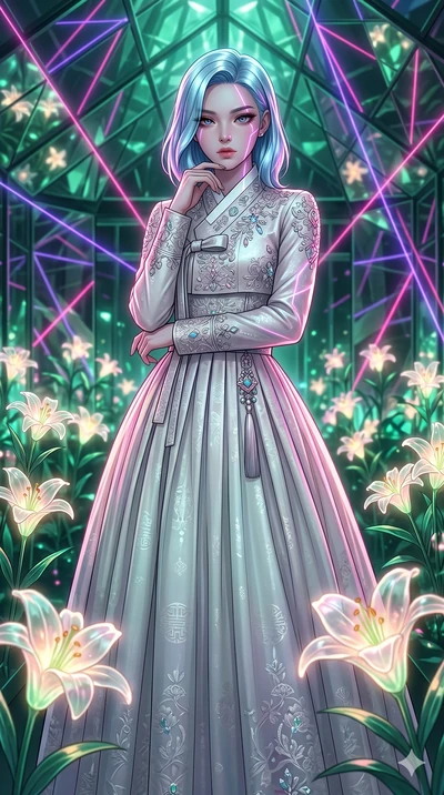 score_9, masterpiece, best quality, ultra-detailed, high-budget anime keyframe, editorial fashion photography, tasteful artistic composition, Korean woman. cowboy shot from the thighs up, character and outfit filling the frame for maximum editorial p