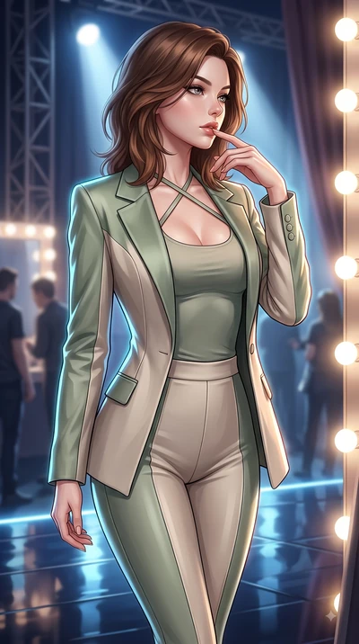 score_9, masterpiece, best quality, ultra-detailed, high-budget anime keyframe, editorial fashion photography, tasteful artistic composition, Korean woman. close-up cowboy shot from the waist and thighs up, the character dominates the composition, fi