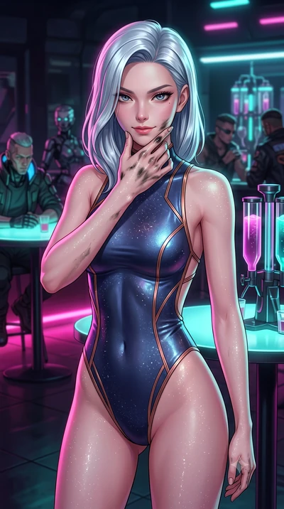 score_9, masterpiece, best quality, ultra-detailed, high-budget anime keyframe, editorial fashion photography, tasteful artistic composition, Korean woman. close-up cowboy shot from the waist and thighs up, the character dominates the composition, fi