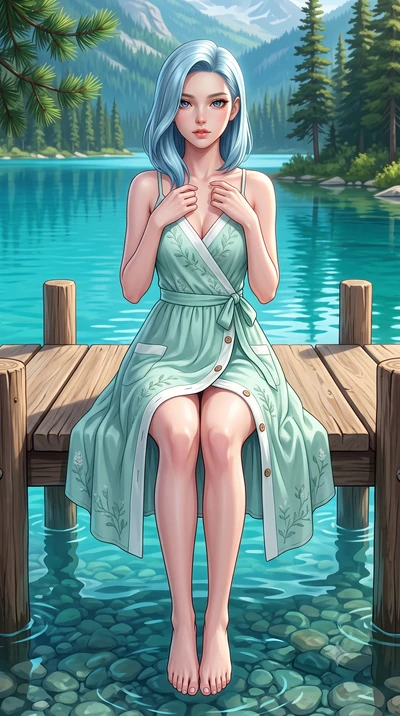 score_9, masterpiece, best quality, ultra-detailed, high-budget anime keyframe, semi-realistic 3D game render, editorial fashion photography, tasteful artistic composition, Korean woman. close-up cowboy shot from the waist and thighs up, the characte