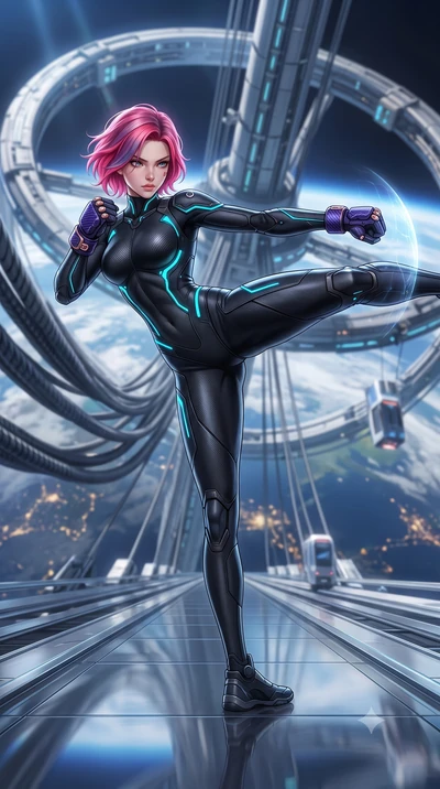 score_9, masterpiece, best quality, ultra-detailed, high-budget anime keyframe, semi-realistic 3D game render, editorial fashion photography, tasteful artistic composition, Caucasian woman. low angle full-body shot from head to toe showing her feet, 