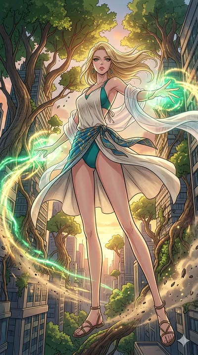 score_9, masterpiece, best quality, ultra-detailed, high-budget anime movie keyframe, cinematic anime lighting, intricate line art, Caucasian (strictly human ears) anime girl. Low angle cowboy shot capturing a powerful motion and statuesque presence.