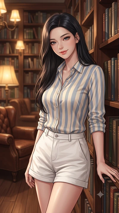 score_9, masterpiece, best quality, ultra-detailed, high-budget anime keyframe, editorial fashion photography, tasteful artistic composition, Korean woman woman. close-up cowboy shot from the waist and thighs up, the character dominates the compositi