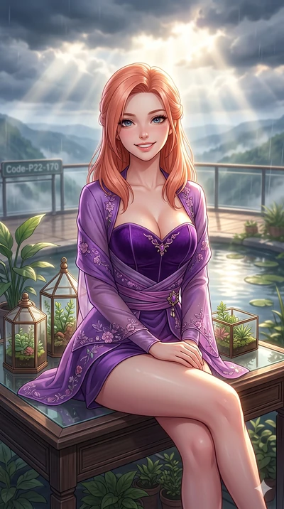 score_9, masterpiece, best quality, ultra-detailed, high-budget anime keyframe, vibrant anime aesthetic, Japanese woman. close-up cowboy shot from the waist and thighs up, the character dominates the composition, filling the frame with her large pres