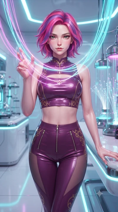 score_9, masterpiece, best quality, ultra-detailed, high-budget anime keyframe, editorial fashion photography, tasteful artistic composition, Caucasian woman. close-up cowboy shot from the waist and thighs up, the character dominates the composition,