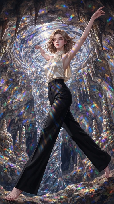 score_9, masterpiece, best quality, ultra-detailed, high-budget anime keyframe, editorial fashion photography, tasteful artistic composition, Korean woman. low angle full-body shot from head to toe showing her feet, filling the entire 9:16 vertical f