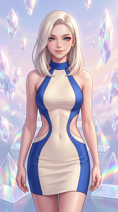 score_9, masterpiece, best quality, ultra-detailed, high-budget anime keyframe, editorial fashion photography, tasteful artistic composition, Caucasian woman, strictly human ears. close-up cowboy shot from the waist and thighs up, the character domin