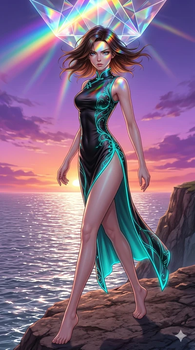score_9, masterpiece, best quality, ultra-detailed, high-budget anime keyframe, editorial fashion photography, tasteful artistic composition, Korean woman. low angle full-body shot from head to toe showing her feet, filling the entire 9:16 vertical f