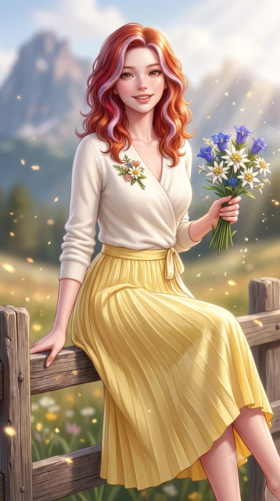 score_9, masterpiece, best quality, ultra-detailed, high-budget anime keyframe, semi-realistic 3D game render, editorial fashion photography, tasteful artistic composition, Caucasian woman. close-up cowboy shot from the waist and thighs up, the chara