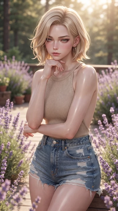 score_9, masterpiece, best quality, ultra-detailed, high-budget anime keyframe, editorial fashion photography, tasteful artistic composition, Caucasian woman. close-up cowboy shot from the waist and thighs up, the character dominates the composition,