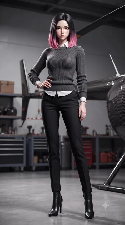 score_9, masterpiece, best quality, ultra-detailed, high-budget anime keyframe, editorial fashion photography, tasteful artistic composition, Korean woman. low angle full-body shot from head to toe showing her feet, filling the entire 9:16 vertical f