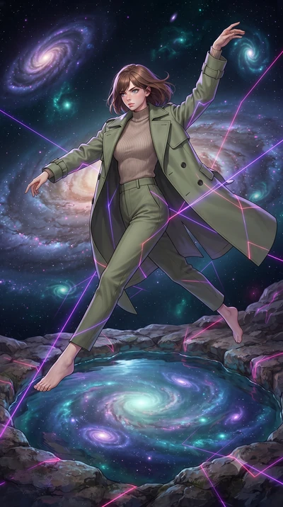 score_9, masterpiece, best quality, ultra-detailed, high-budget anime keyframe, editorial fashion photography, tasteful artistic composition, Caucasian woman, strictly human ears. low angle full-body shot from head to toe showing her feet, filling th