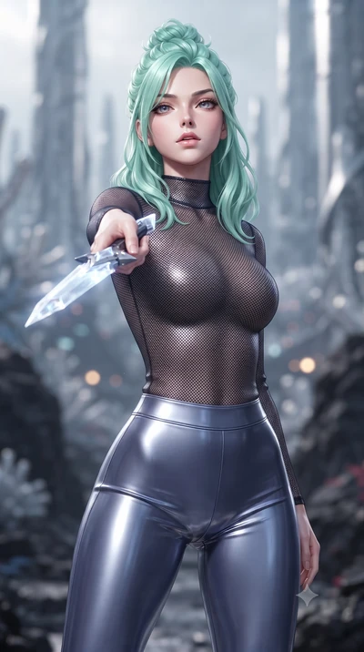 score_9, masterpiece, best quality, ultra-detailed, high-budget anime keyframe, editorial fashion photography, tasteful artistic composition, Japanese woman. close-up cowboy shot from the waist and thighs up, the character dominates the composition, 