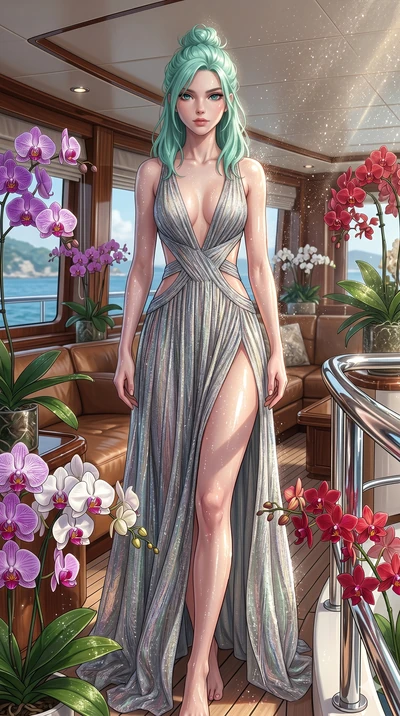 score_9, masterpiece, best quality, ultra-detailed, high-budget anime keyframe, editorial fashion photography, tasteful artistic composition, Japanese woman. cowboy shot from the thighs up, character and outfit filling the frame for maximum editorial