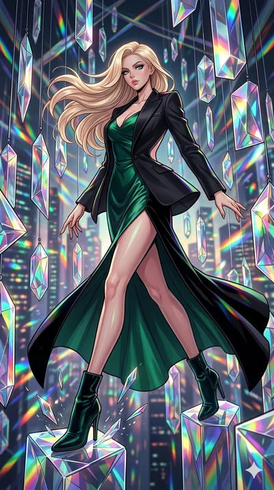 score_9, masterpiece, best quality, ultra-detailed, high-budget anime movie keyframe, cinematic anime lighting, intricate line art, Caucasian (strictly human ears) anime girl. Low angle cowboy shot capturing a powerful motion and statuesque presence.
