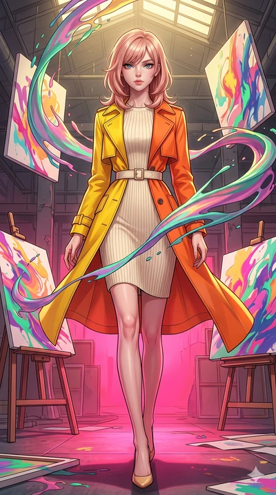 score_9, masterpiece, best quality, ultra-detailed, high-budget anime keyframe, editorial fashion photography, tasteful artistic composition, Japanese woman. low angle full-body shot from head to toe showing her feet, filling the entire 9:16 vertical