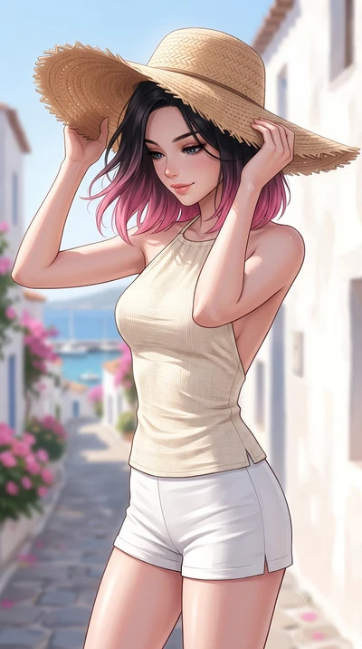 score_9, masterpiece, best quality, ultra-detailed, high-budget anime keyframe, editorial fashion photography, tasteful artistic composition, Korean woman woman. close-up cowboy shot from the waist and thighs up, the character dominates the compositi