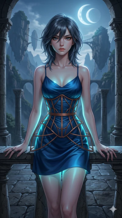 score_9, masterpiece, best quality, ultra-detailed, high-budget anime keyframe, editorial fashion photography, tasteful artistic composition, Caucasian woman, strictly human ears. cowboy shot from the thighs up, character and outfit filling the frame