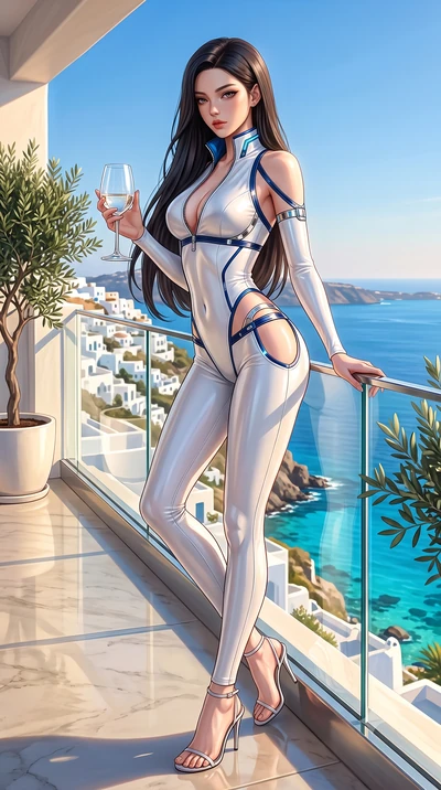 score_9, masterpiece, best quality, ultra-detailed, high-budget anime keyframe, semi-realistic 3D game render, editorial fashion photography, tasteful artistic composition, Korean woman. low angle full-body shot from head to toe showing her feet, fil