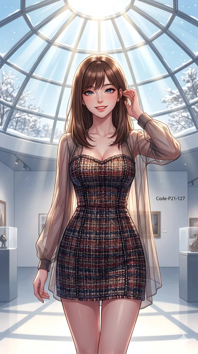 score_9, masterpiece, best quality, ultra-detailed, high-budget anime keyframe, vibrant anime aesthetic, Korean woman. cowboy shot from the thighs up, character and outfit filling the frame for maximum presence. She is posing with a warm, magnetic wi