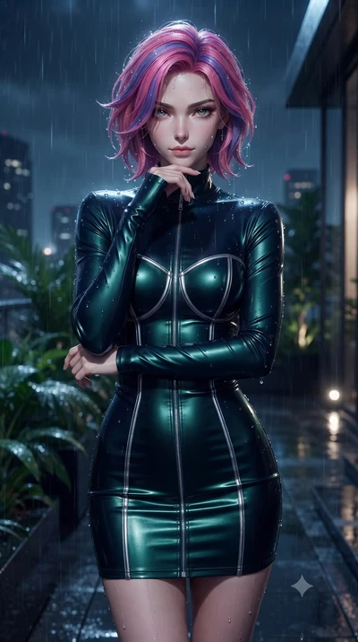 score_9, masterpiece, best quality, ultra-detailed, high-budget anime keyframe, editorial fashion photography, tasteful artistic composition, Caucasian woman. close-up cowboy shot from the waist and thighs up, the character dominates the composition,
