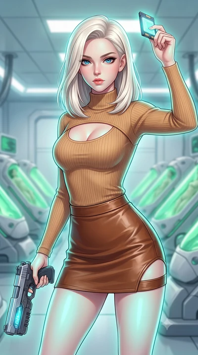 score_9, masterpiece, best quality, ultra-detailed, high-budget anime keyframe, editorial fashion photography, tasteful artistic composition, Caucasian woman, strictly human ears. close-up cowboy shot from the waist and thighs up, the character domin