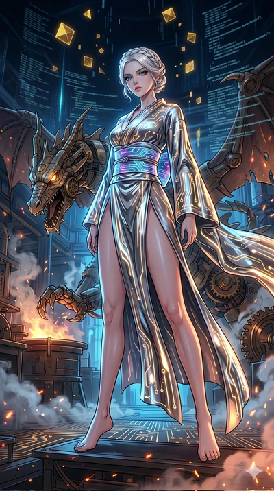 score_9, masterpiece, best quality, ultra-detailed, High-budget Anime Keyframe, vibrant colors, fluid line-art, expressive lighting, cinematic composition, Ufotable-style visual effects, top-tier animation quality, Korean woman with idol-like refined