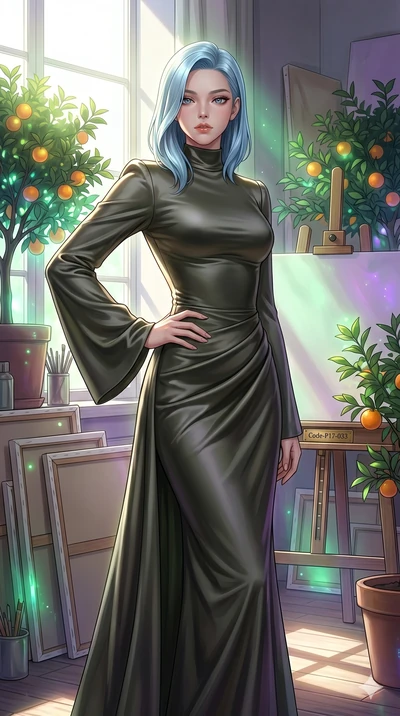 score_9, masterpiece, best quality, ultra-detailed, high-budget anime keyframe, editorial fashion photography, tasteful artistic composition, Korean woman. cowboy shot from the thighs up, character and outfit filling the frame for maximum editorial p