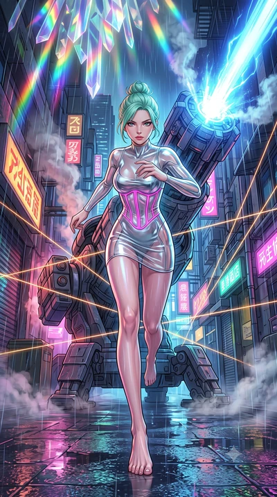 score_9, masterpiece, best quality, ultra-detailed, high-budget anime keyframe, editorial fashion photography, tasteful artistic composition, Japanese woman. low angle full-body shot from head to toe showing her feet, filling the entire 9:16 vertical