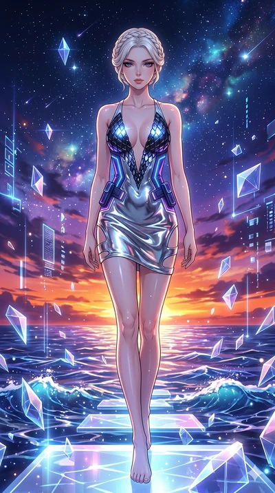 score_9, masterpiece, best quality, ultra-detailed, High-budget Anime Keyframe, vibrant colors, fluid line-art, expressive lighting, cinematic composition, Ufotable-style visual effects, top-tier animation quality, Japanese woman with delicate and el